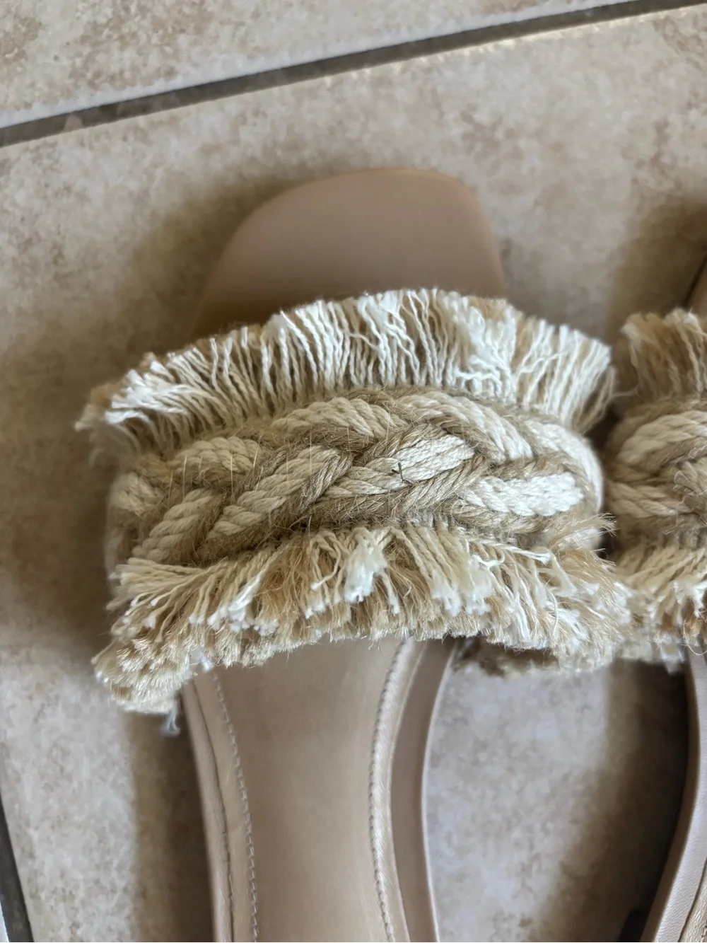 SCHUTZ Beige Braided Fringe Sandals